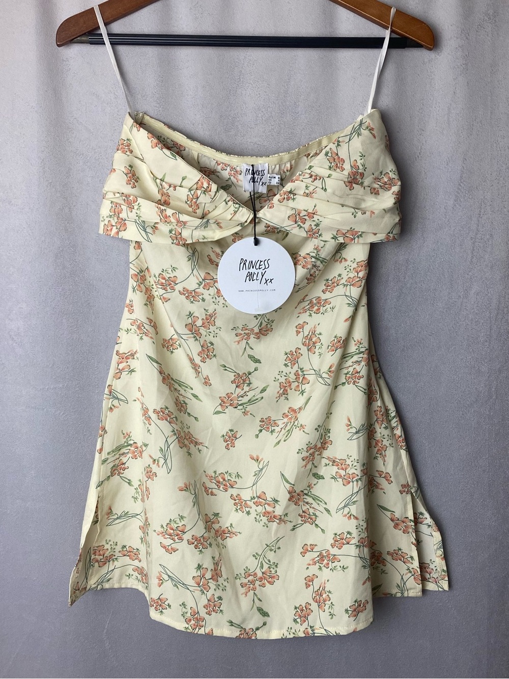 Princess Polly Irena cute Strapless Cream Boho Festival Floral Mini Dress 4